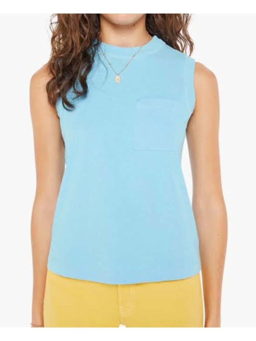 MOTHER The Mock 10 T-Shirt Sky Blue Muscle Tank XS